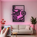Décoration murale en métal personnalisée pour motocross avec rétroéclairage LED - Cadeau pour lui, décoration de garage ou de man cave