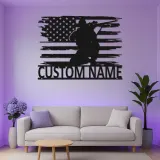 Personalized Sniper Metal Sign | LED American Flag Wall Art | Custom Military Decor for Veteran | Patriotic Man Cave Gift