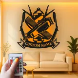 Custom Barber Tools Led Light Metal Wall Art Personalized Gift for Barbers Barber Shop Decor