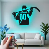 Cartel LED personalizado de jugador de hockey | Decoración mural de metal a medida | Decoración para habitación de aficionados al deporte y regalo para deportistas