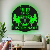 Insegna in metallo LED personalizzata per cestino da disc golf - Regalo per giocatori di disc golf e decorazione per sala giochi 1