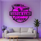 Cartel de metal LED de coche deportivo personalizado Regalo para él Decoración de man cave 1