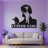 Personalisierter Soldat Silhouette Metall Schild | LED Militär Wandkunst | Benutzerdefinierte Veteranen Namensplakette | Patriotische Army Deko