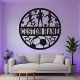 Panneau LED personnalisé pour équipe de football | Décoration murale en métal sur mesure pour filles | Cadeau pour joueuse ou entraîneuse