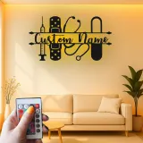 Personalized Nurse Name Sign with LED | Custom Medical Tools Metal Art | Clinic & Office Wall Decor | RN Graduation Gift