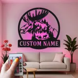 Letrero de metal personalizado con alce y LED | Arte mural personalizado de fauna salvaje | Decoración rústica para cabaña y refugio