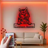 Custom Husky Led Light Metal Wall Art Personalized Dog Lover Gift Living Room Pet Decor 1