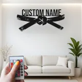 Décoration murale LED d'arts martiaux | Panneau en métal ceinture noire personnalisé pour décor de dojo et studio | Cadeau pour instructeur de Karate