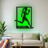 Custom Female Runner Led Light Metal Wall Art Personalized Athlete Gift Sports Room Decor for Running Enthusiasts
