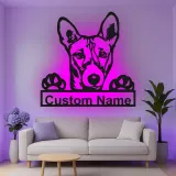 Personalisierte LED-Metall-Wandkunst mit Hunderasse – Geschenk für Hundeliebhaber, Wohn- oder Eingangsbereich