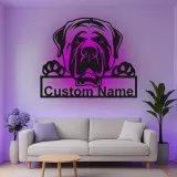 Cartel de metal personalizado con luz LED de mastín, regalo para amantes de los perros, decoración de sala de estar