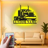 Personalisierte LED-Signatur für Lkw | Individuelle Metall-Wandkunst für große Lkw | Trucker Namensschild für Garage oder Man Cave | Geschenk für Ihn