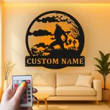 Décoration murale en métal personnalisée avec silhouette de loup-garou, lumière LED, cadeau d'Halloween pour les fans d'horreur, décoration d'intérieur effrayante