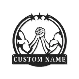 Custom Arm Wrestling Led Light Metal Wall Art Personalized Gift for Him Man Cave Decor