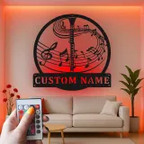 Insegna in metallo personalizzata con note musicali per oboe e luce LED regalo per musicisti decorazione per sala musica
