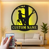 Personalisierte LED-beleuchtete Metall-Wandkunst Baumkletterer Geschenk für Arboristen