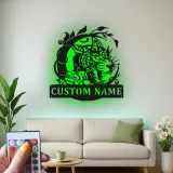 Custom Leopard Led Light Metal Wall Art Personalized Wildlife Gift Jungle Theme Decor for Living Room