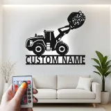 Custom Construction Loader Led Light Metal Wall Art Personalized Gift for Kids Bedroom or Playroom Decor