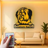 Cartel de metal personalizado con perro ovejero inglés antiguo y luz LED, regalo personalizado para dueños de mascotas, decoración de perro para la sala de estar