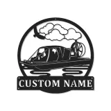 Insegna in metallo personalizzata con luce LED per airboat - Regalo di nautica per lui, decorazione per man cave o garage