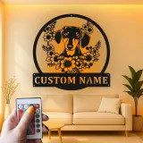 Cartel de metal LED personalizado de Dachshund, regalo para amantes de los perros, decoración para el salón