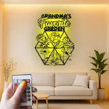 Omas Garten LED-Schild | Personalisiertes Metall-Wandkunst mit Blumenmotiv | Geschenk zum Muttertag
