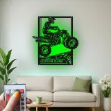 Cartel de metal personalizado con luz LED de conductor de ATV, regalo para entusiastas del off-road, decoración para garaje o man cave