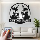 Cartel de metal LED personalizado de burros riendo regalo rústico para amantes de los animales decoración de granja