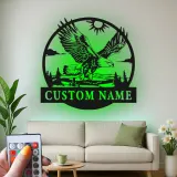 Décoration murale en métal LED personnalisée avec aigle - Cadeau pour les amoureux de la nature, décoration rustique pour le salon