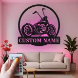 Insegna in metallo LED personalizzata per motociclisti, regalo per garage o decorazione per man cave