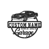 Cartel de metal LED personalizado para garaje con coche, regalo personalizado para entusiastas de coches, decoración mural de garaje 2