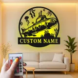 Personalisierter U-Boot LED Metall-Schild | Nautische Wandkunst | Vintage Ozean-Dekor für Marine-Veteranen oder Meeresliebhaber
