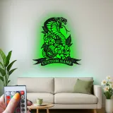 Custom Cobra Metal Sign | LED Snake & Roses Wall Art | Personalized Gothic Decor for Tattoo Studio or Man Cave