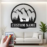 Cartel de metal LED de alce de montaña personalizado, regalo para amantes de la naturaleza, decoración de cabaña o refugio