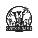 Insegna LED personalizzata con capra | Insegna in metallo personalizzata | Decorazione rustica farmhouse per amanti delle capre e camerette