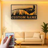 Fasan Metall Wandkunst | Personalisiertes LED-Schild für die Hütte | Individuelles Geschenk für Jäger & Lodge-Dekor