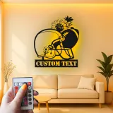 Custom Football Helmet LED Sign | Personalized Metal Wall Art for Game Room | Sports Fan Gift | Man Cave Decor