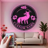 Insegna in metallo LED con volpe su misura | Decorazione murale personalizzata con fauna selvatica | Arredo rustico per casa e baita per amanti della natura