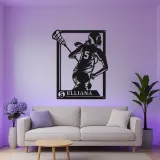 Insegna LED personalizzata per giocatrice di lacrosse | Arte murale in metallo su misura per cameretta ragazza | Regalo per atleta donna con nome e numero