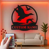 Décoration murale en métal LED silhouette de canard personnalisée pour les passionnés de faune