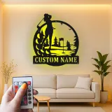 Custom Golfer LED Metal Sign | Personalized Golf Wall Art | Unique Gift for Golf Lover & Home Decor
