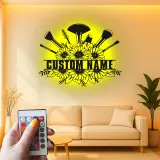 Panneau maquilleuse sur mesure | Décoration murale florale LED en métal | Décor personnalisé pour salon de beauté | Logo coiffeuse