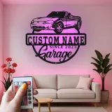 Décoration murale en métal personnalisée avec rétroéclairage LED pour voiture décapotable - Cadeau personnalisé pour les passionnés de voitures