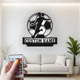 Cartel de Metal de Jugador de Fútbol Personalizado | Decoración Mural LED Personalizada | Decoración para Habitaciones de Atletas | Regalo de Fútbol con Nombre