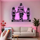 Personalized Firefighter Metal Sign | Custom Fireman LED Wall Art | First Responder Family Gift | Firehouse Home Decor