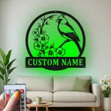 Custom Cardinal and Blossoms Led Light Metal Wall Art Personalized Nature Lover Gift Living Room or Garden Decor