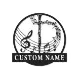 Insegna in metallo LED personalizzata con note musicali e trombone - Regalo per amanti della musica, decorazione per soggiorno o studio