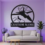 Custom Fighter Jet LED Sign | Metal Aviation Wall Art | Personalized Pilot Gift | Illuminated Man Cave Decor | Aircraft Name Sign