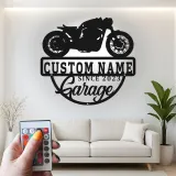 Insegna in metallo personalizzata per garage motociclistico con luce LED regalo per motociclisti decorazione per garage