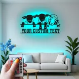 Insegna in Metallo con Pecora Personalizzata | Arte Murale LED per Fattoria | Decorazione con Nome Personalizzato per Nursery o Regalo per Ranch Rustico